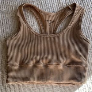 Tan ribbed sports bra